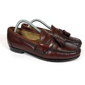ALLEN EDMONDS Maxfield Men's Woven Tassel Leather Loafer 9D Brown Made In USA